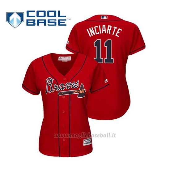 Maglia Baseball Donna Atlanta Braves Ender Inciarte Cool Base Majestic Alternato 2019 Rosso